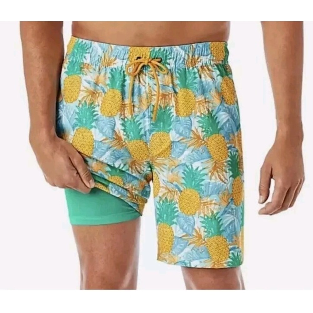Men's Swim Trunks XXL Pineapple Print Drawstring Lined Swimsuit Shorts Quick Dry